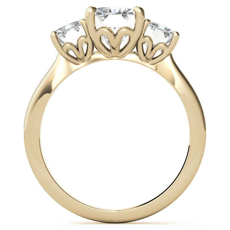 Emerald / Radiant cut Moissanite Three-Stone Engagement Ring