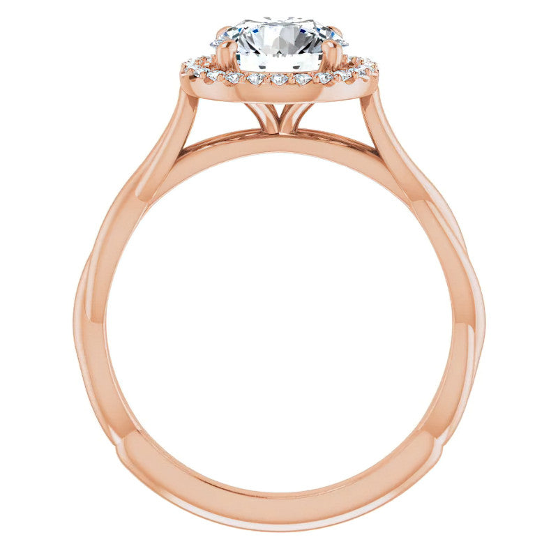 Round Twisted Cathedral Halo Moissanite Engagement Ring