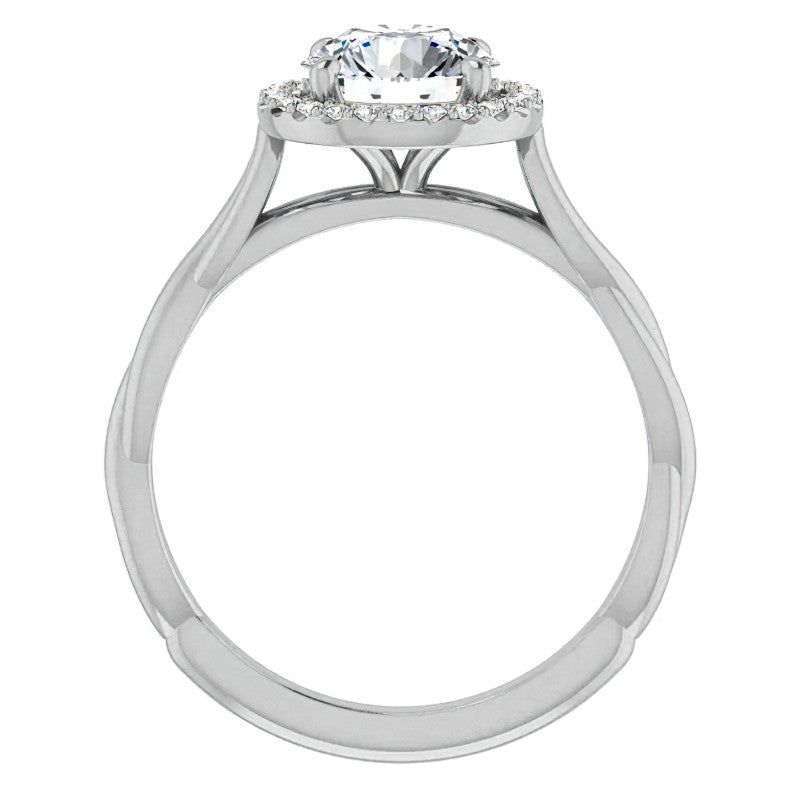 Round Twisted Cathedral Halo Moissanite Engagement Ring