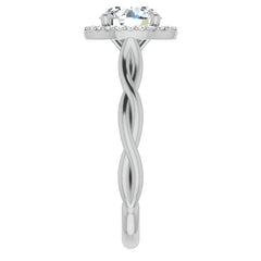 Round Twisted Cathedral Halo Moissanite Engagement Ring