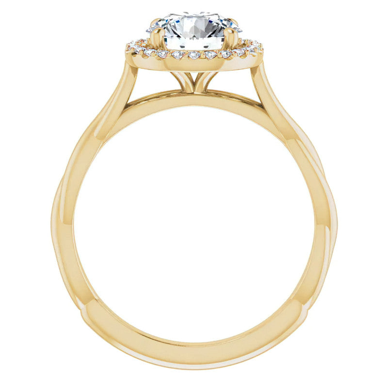 Round Twisted Cathedral Halo Moissanite Engagement Ring
