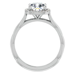 Cushion Moissanite Twisted Cathedral Halo Engagement Ring