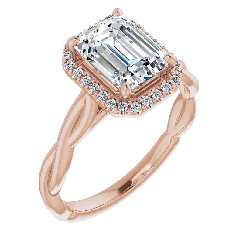 Emerald / Radiant Halo Infinity-Style Engagement Ring