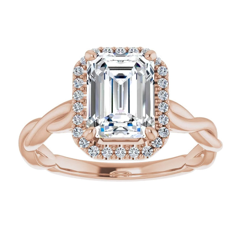 Emerald / Radiant Halo Infinity-Style Engagement Ring