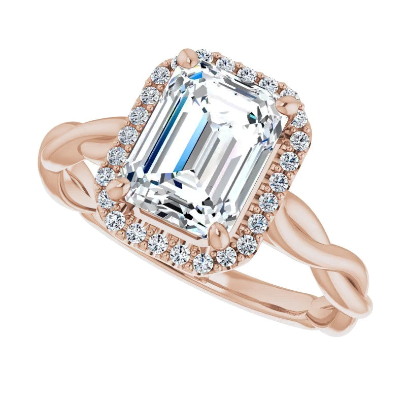 Emerald / Radiant Halo Infinity-Style Engagement Ring