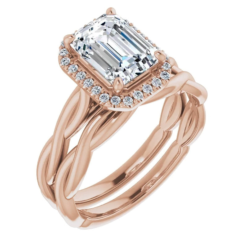 Emerald / Radiant Halo Infinity-Style Engagement Ring