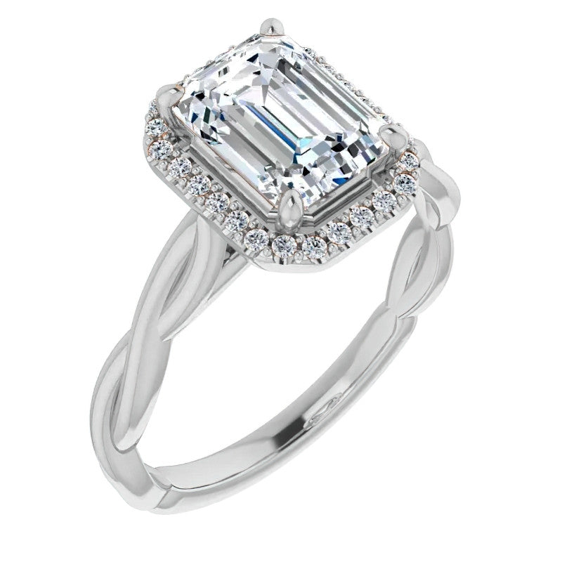 Emerald / Radiant Halo Infinity-Style Engagement Ring