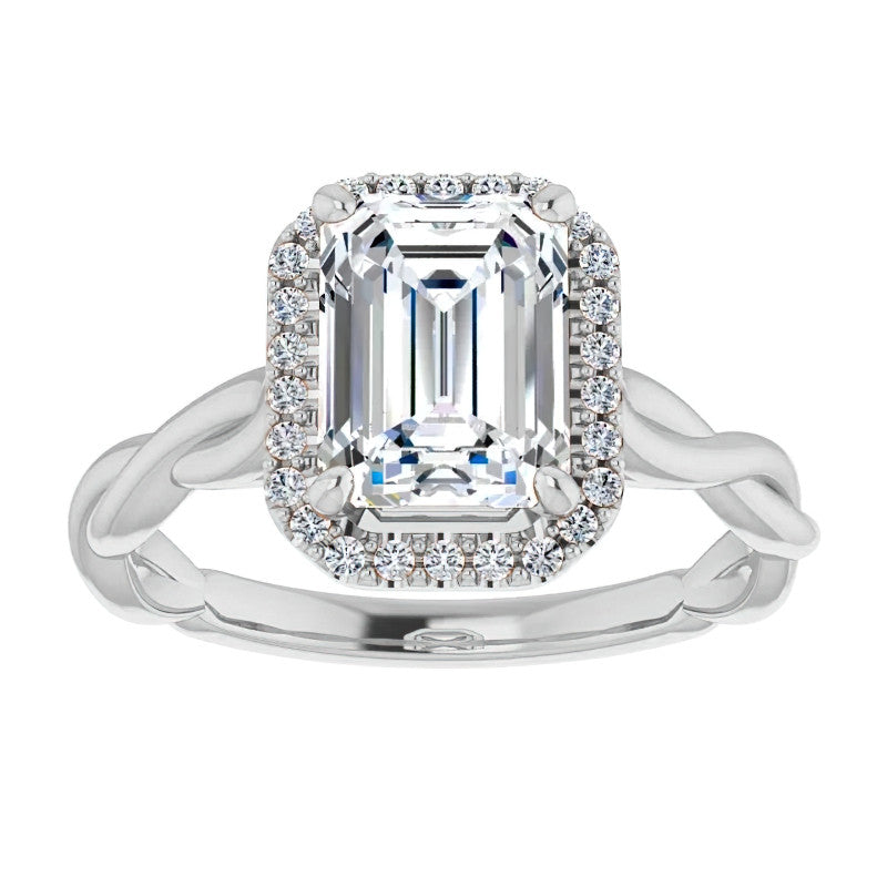 Emerald / Radiant Halo Infinity-Style Engagement Ring