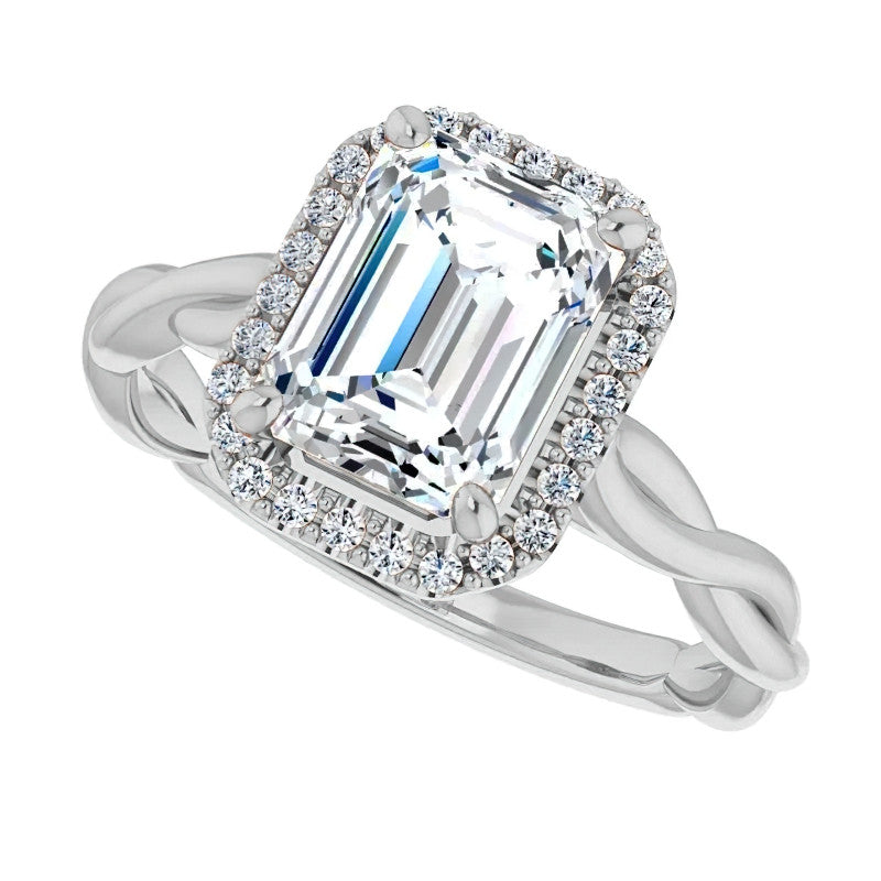 Emerald / Radiant Halo Infinity-Style Engagement Ring