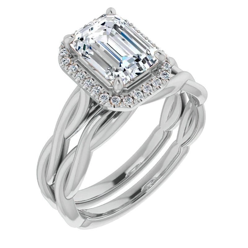 Emerald / Radiant Halo Infinity-Style Engagement Ring