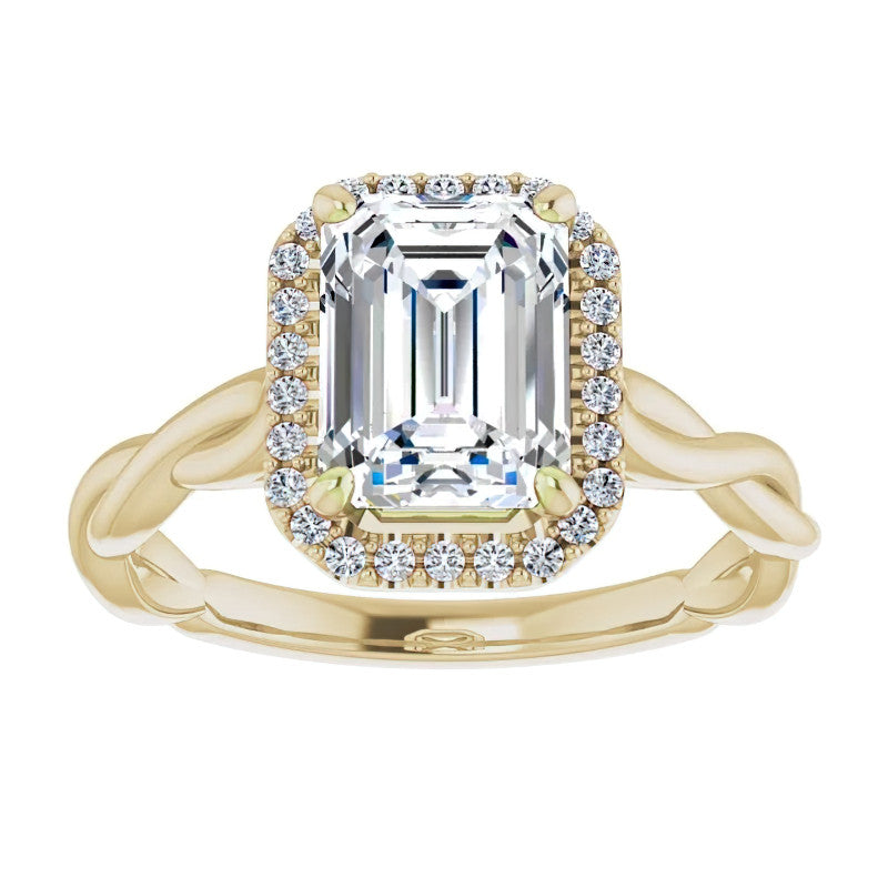Emerald / Radiant Halo Infinity-Style Engagement Ring