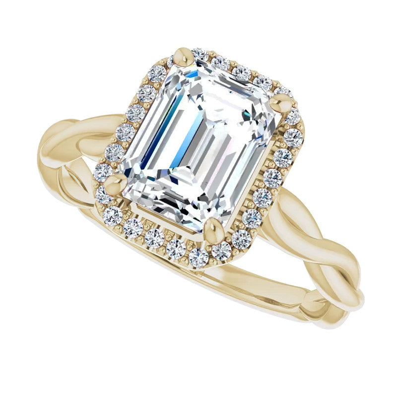 Emerald / Radiant Halo Infinity-Style Engagement Ring