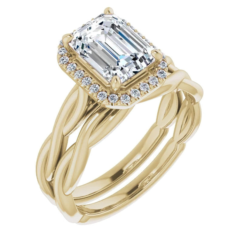 Emerald / Radiant Halo Infinity-Style Engagement Ring