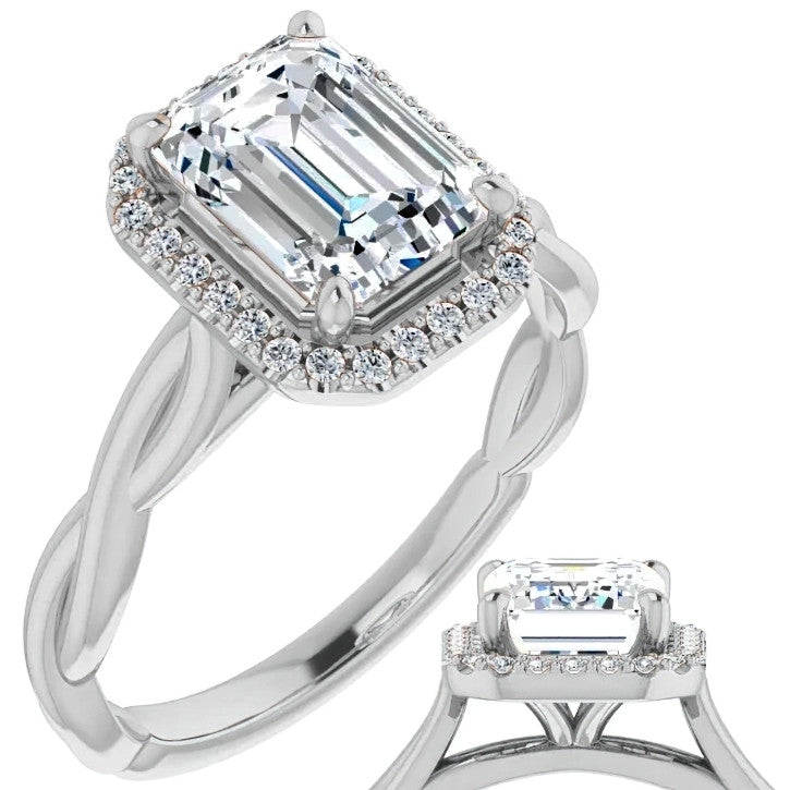Emerald / Radiant Halo Infinity-Style Engagement Ring