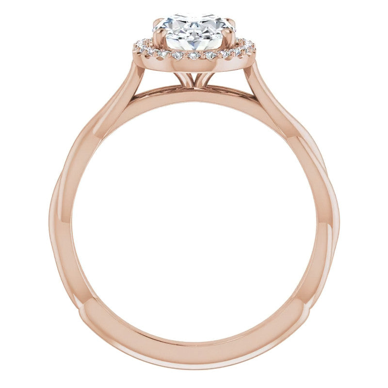Oval Twisted Cathedral Halo Engagement Ring