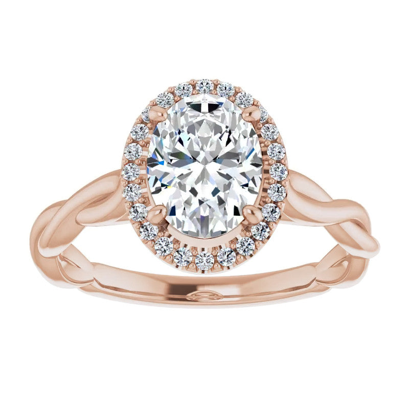 Oval Twisted Cathedral Halo Engagement Ring