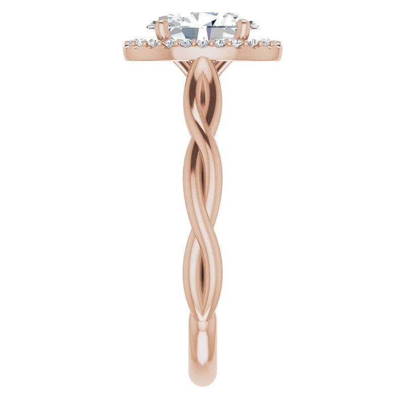 Oval Twisted Cathedral Halo Engagement Ring