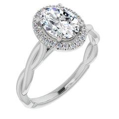 Oval Twisted Cathedral Halo Engagement Ring
