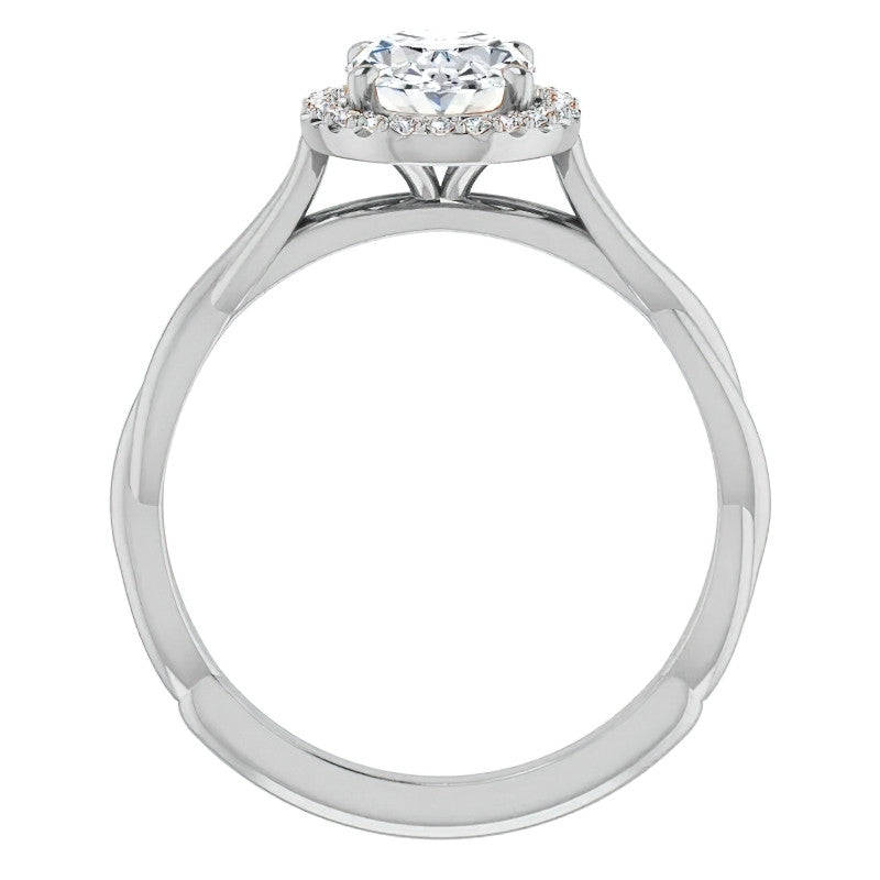 Oval Twisted Cathedral Halo Engagement Ring
