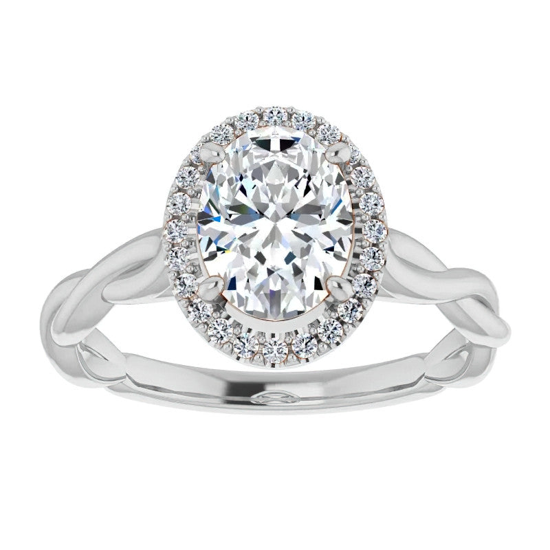 Oval Twisted Cathedral Halo Engagement Ring
