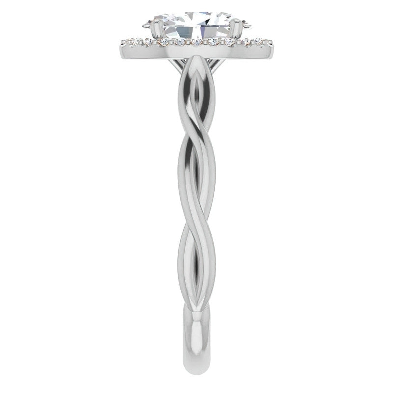 Oval Twisted Cathedral Halo Engagement Ring