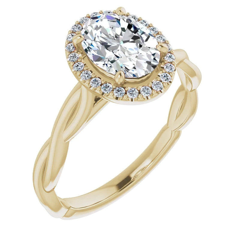 Oval Twisted Cathedral Halo Engagement Ring