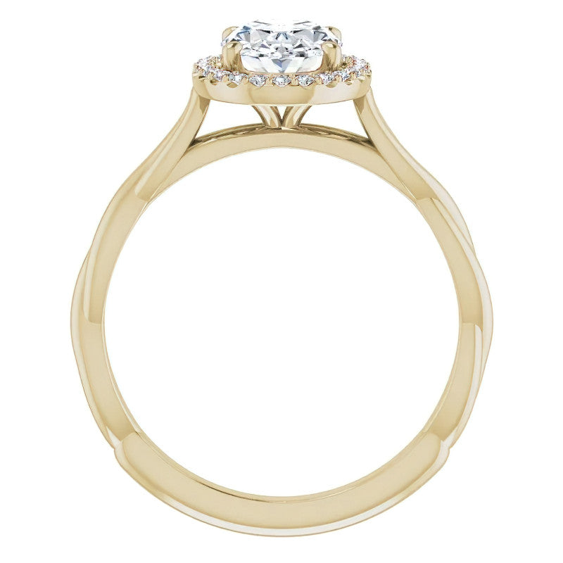 Oval Twisted Cathedral Halo Engagement Ring