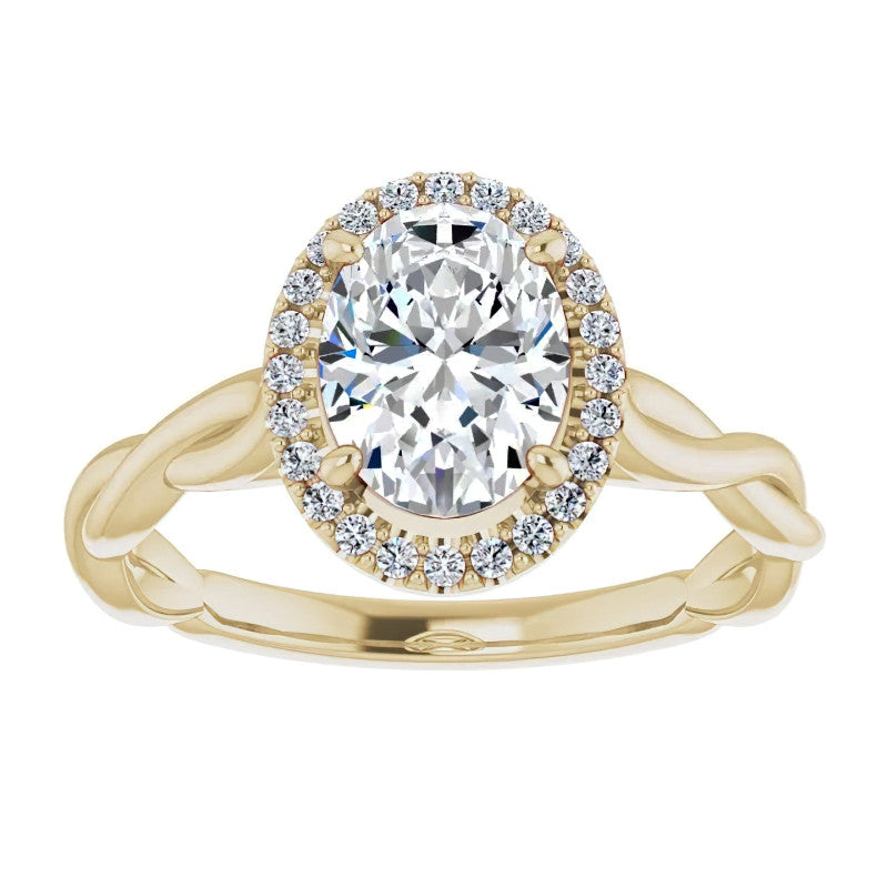 Oval Twisted Cathedral Halo Engagement Ring