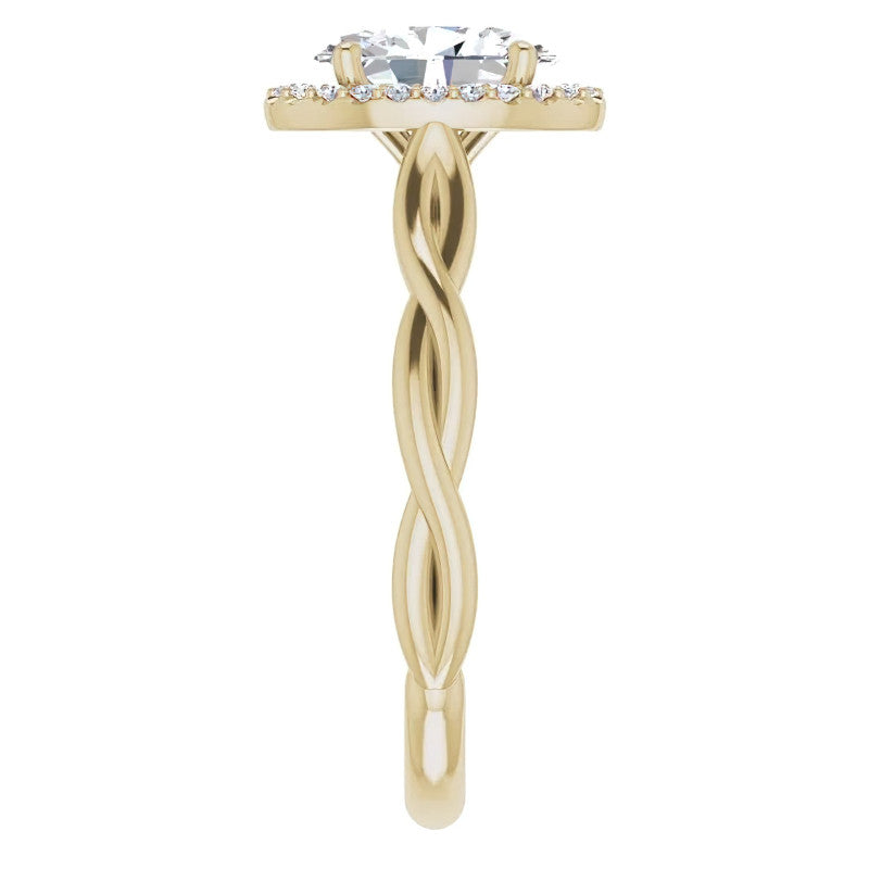 Oval Twisted Cathedral Halo Engagement Ring