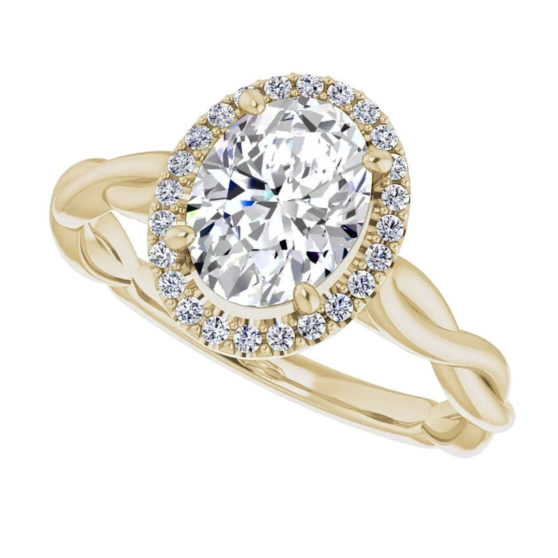 Oval Twisted Cathedral Halo Engagement Ring
