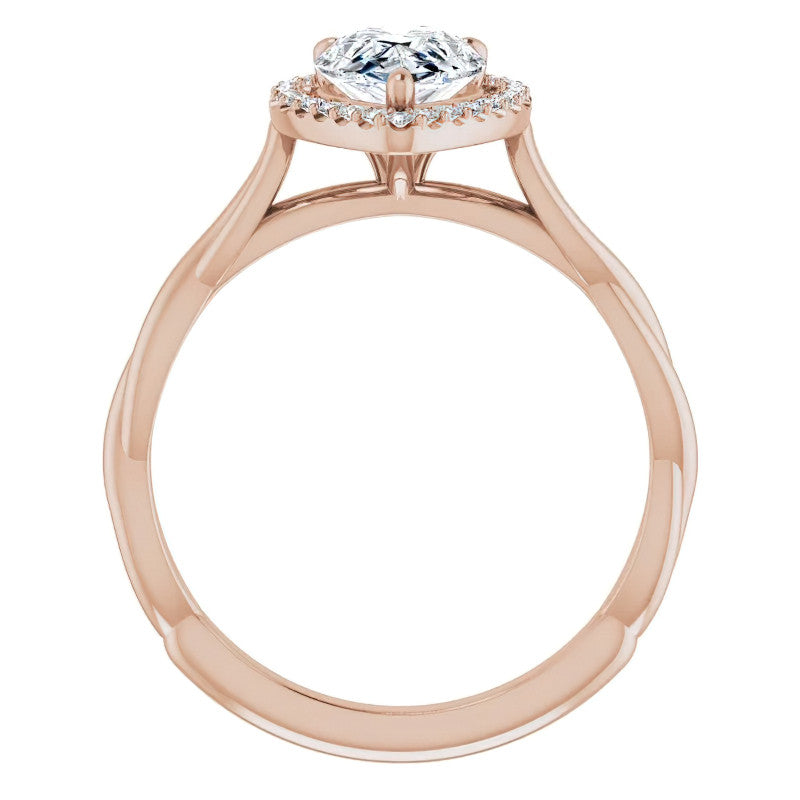 Pear Twisted Cathedral Moissanite Halo Engagement Ring