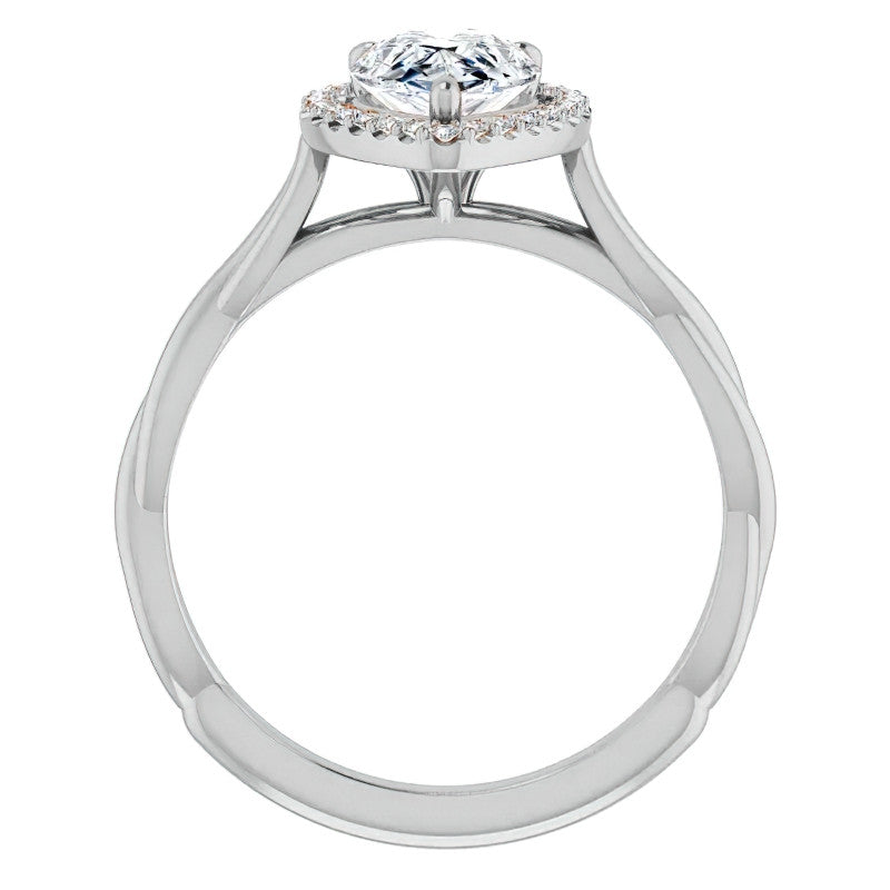 Pear Twisted Cathedral Moissanite Halo Engagement Ring