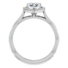 Pear Twisted Cathedral Moissanite Halo Engagement Ring