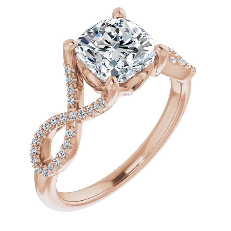Cushion Floral Infinity Engagement Ring
