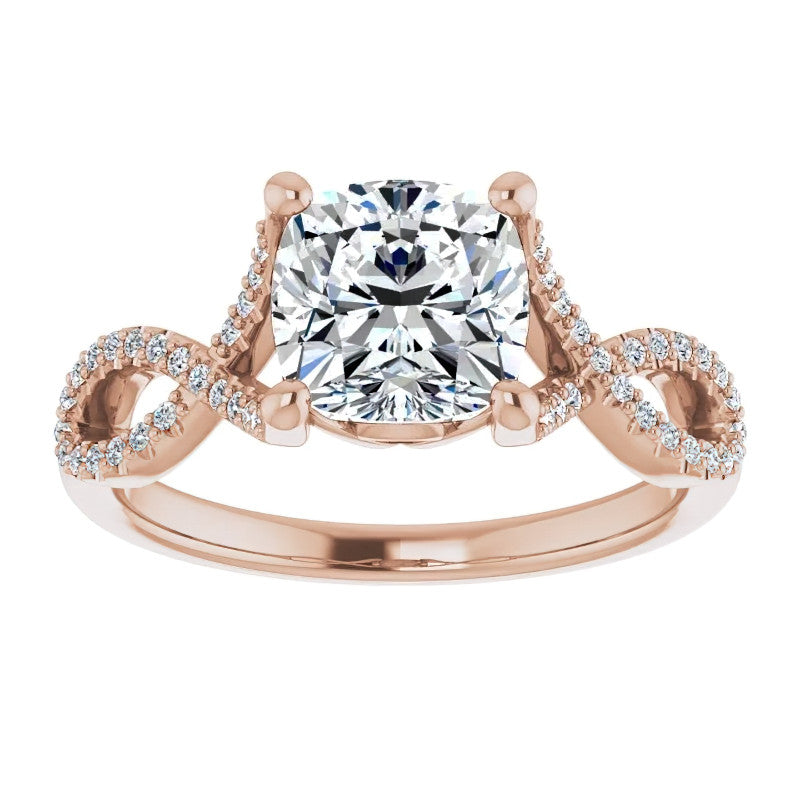 Cushion Floral Infinity Engagement Ring