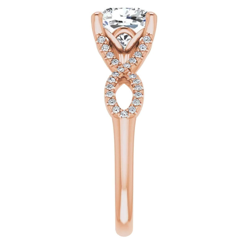 Cushion Floral Infinity Engagement Ring