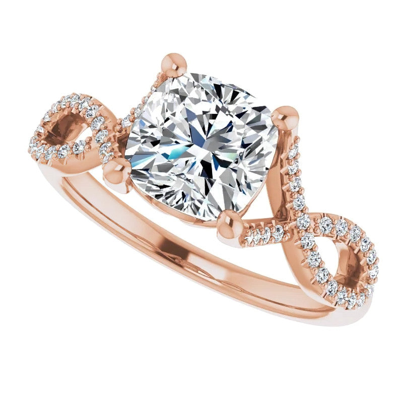 Cushion Floral Infinity Engagement Ring