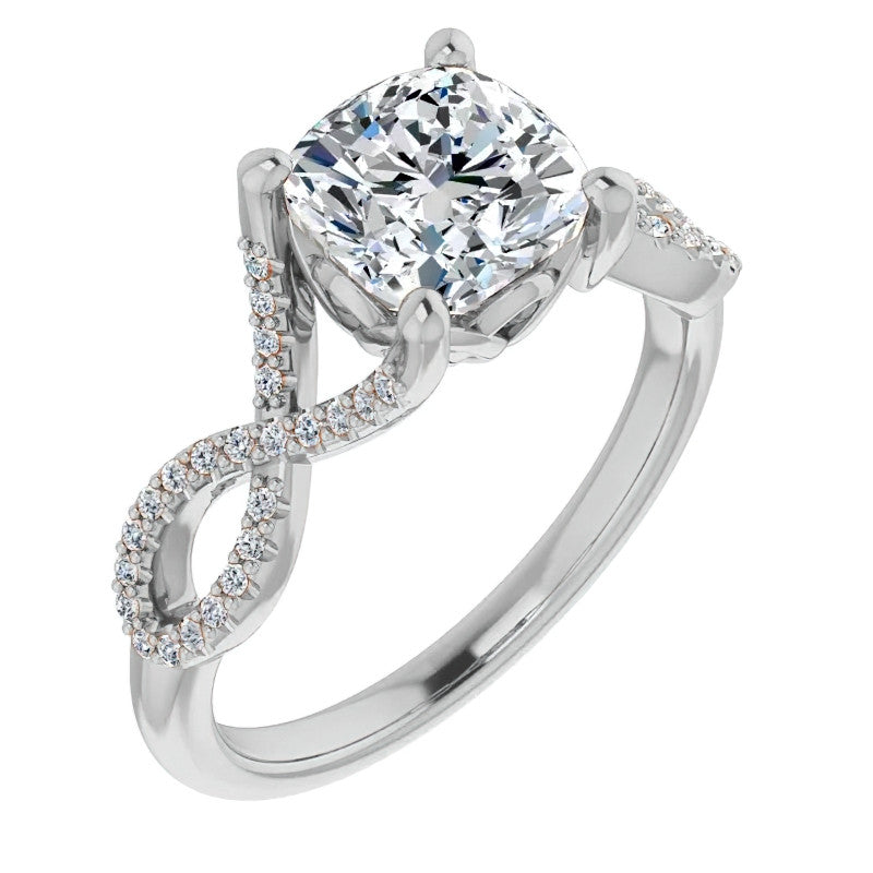 Cushion Floral Infinity Engagement Ring
