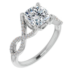 Cushion Floral Infinity Engagement Ring