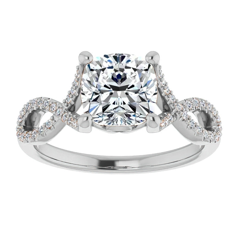Cushion Floral Infinity Engagement Ring