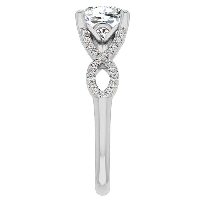 Cushion Floral Infinity Engagement Ring
