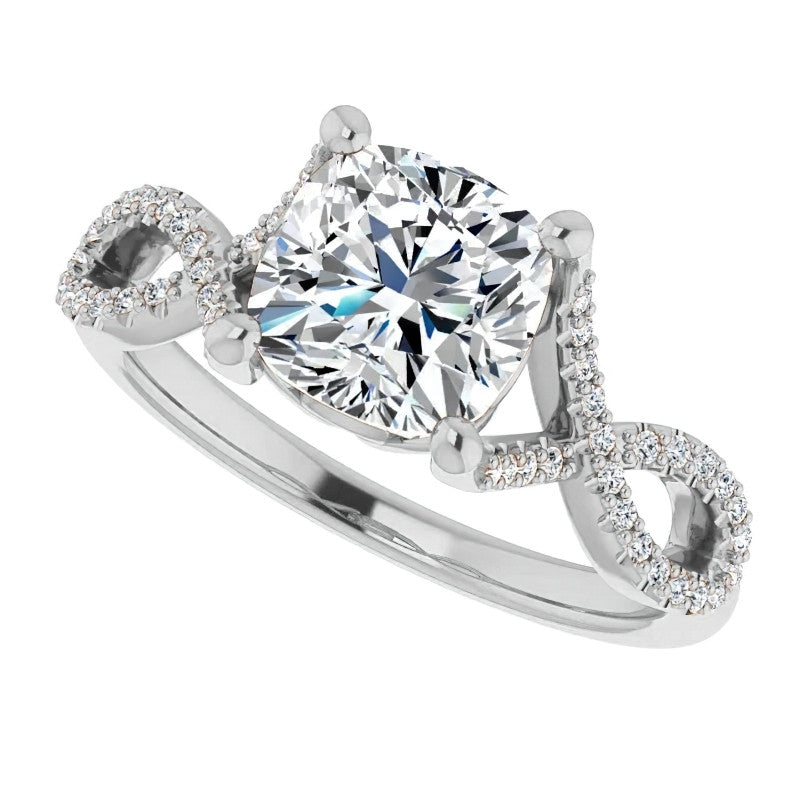 Cushion Floral Infinity Engagement Ring