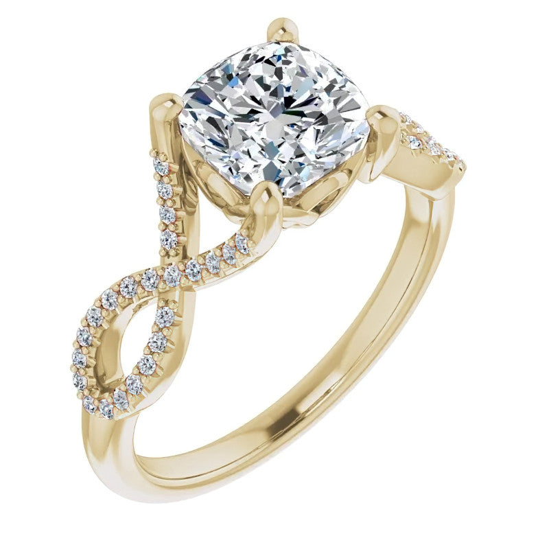 Cushion Floral Infinity Engagement Ring