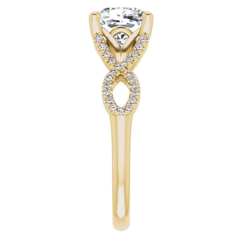 Cushion Floral Infinity Engagement Ring