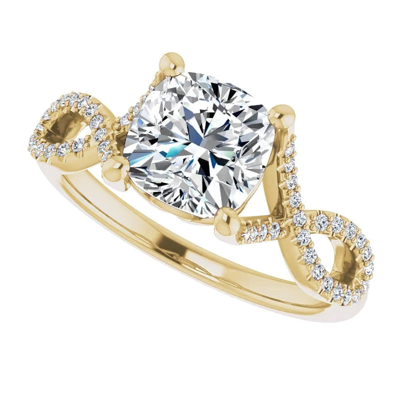 Cushion Floral Infinity Engagement Ring