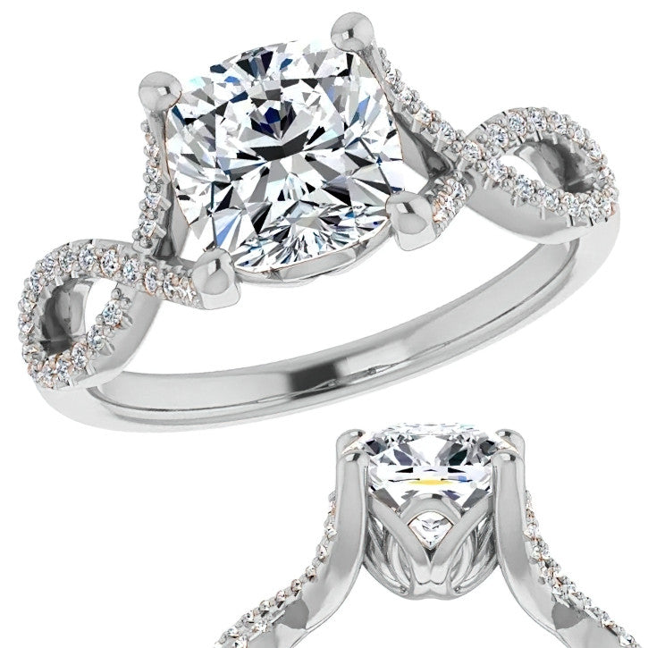 Cushion Floral Infinity Engagement Ring
