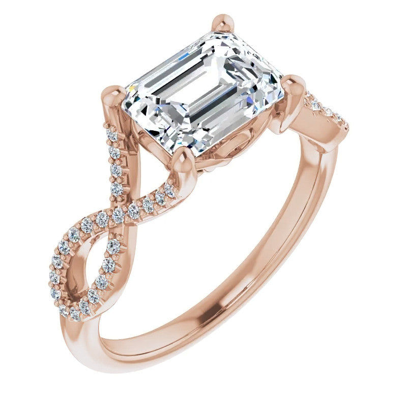 Emerald / Radiant cut Infinity East-West Eng Ring