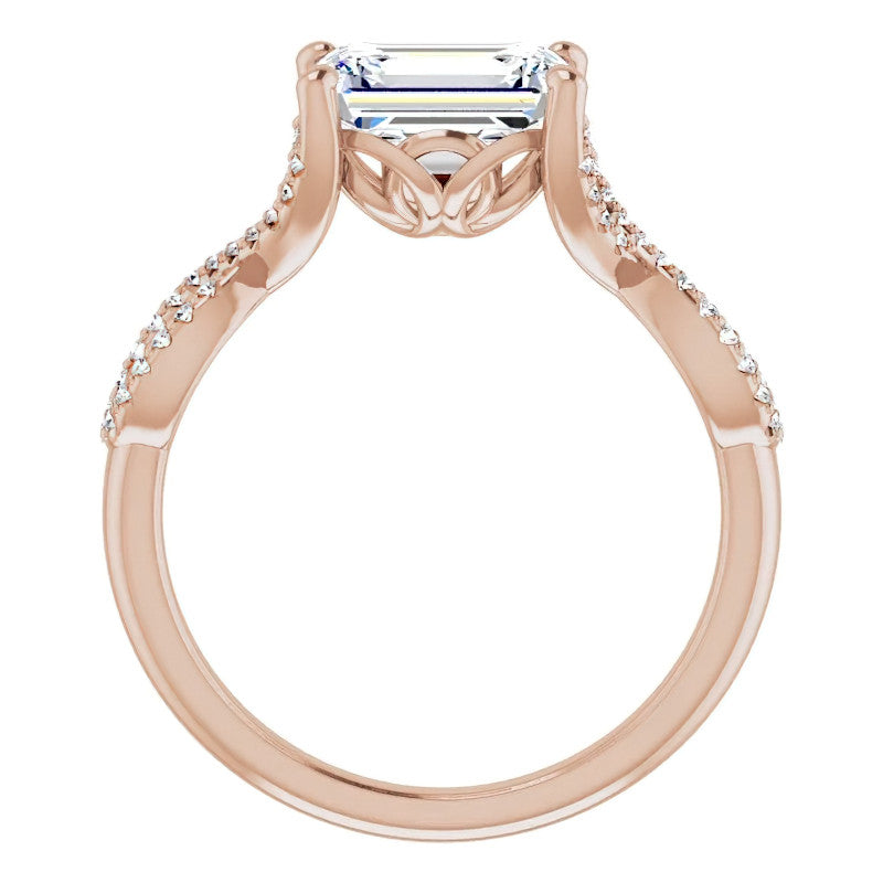 Emerald / Radiant cut Infinity East-West Eng Ring
