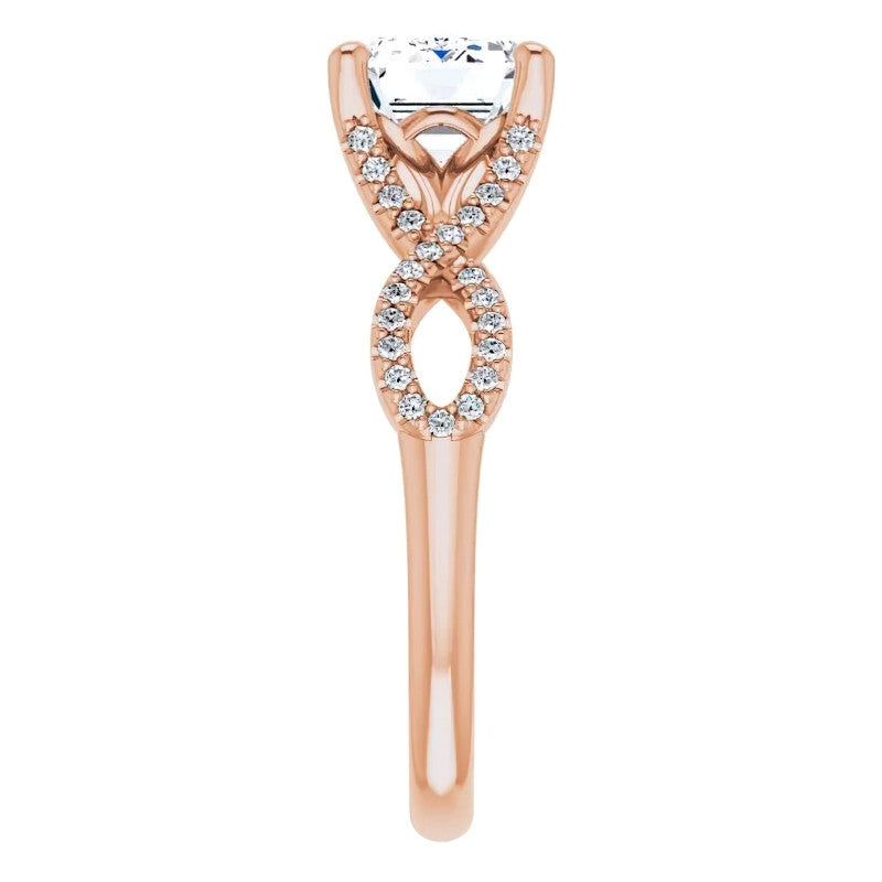 Emerald / Radiant cut Infinity East-West Eng Ring