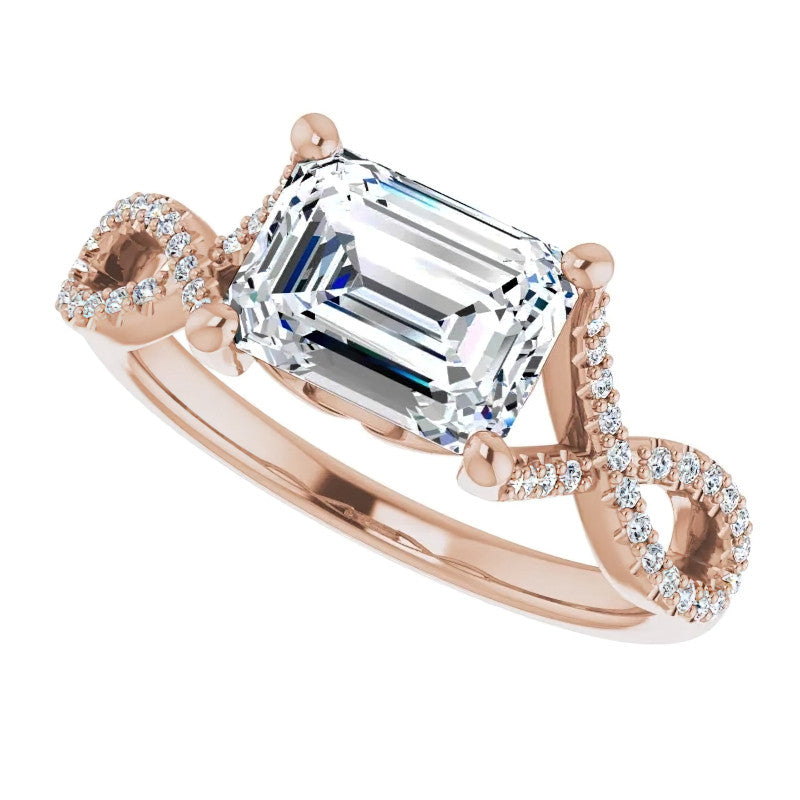 Emerald / Radiant cut Infinity East-West Eng Ring